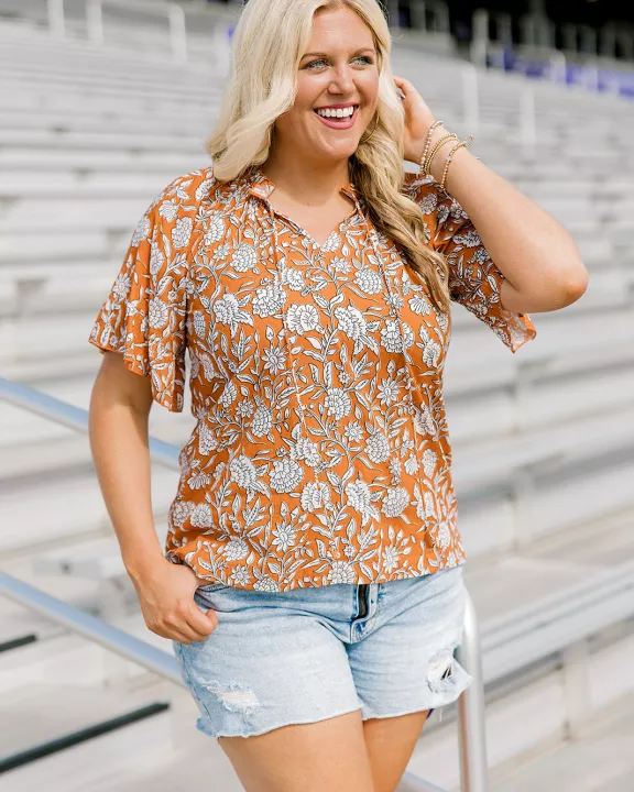 Bell Top- Burnt Orange