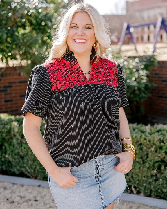 Reece Top- Black/ Red
