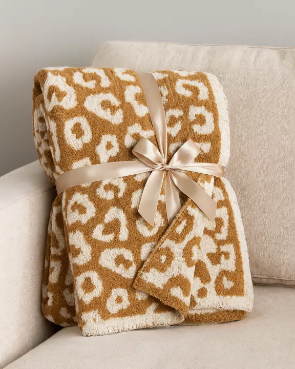 Luxe Leopard Throw Blanket - Camel Leopard