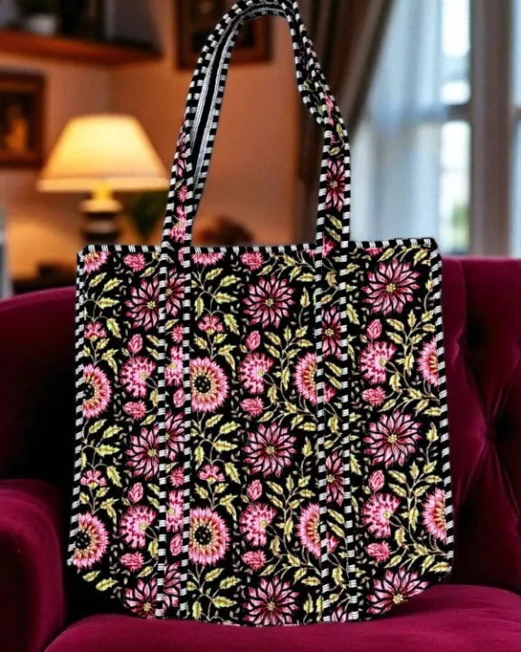 ETA 8/18 - Midnight Garden Floral Tote Bag