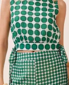 CT9546-Geometric Print Wide Bateau Neck Side Tie Crop Top