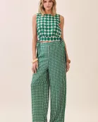 CT9546-Geometric Print Wide Bateau Neck Side Tie Crop Top