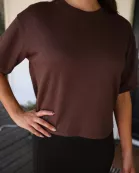 Casual Upgrade Half Sleeve Luxe Top- Chocolate