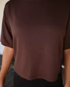 Casual Upgrade Half Sleeve Luxe Top- Chocolate