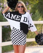 Checkerboard Mini Skirt- Black/White