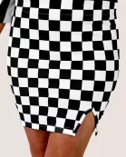 Checkerboard Mini Skirt- Black/White