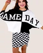 Checkerboard Mini Skirt- Black/White