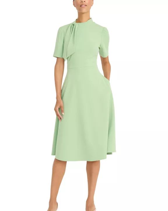 TIE NECK FIT AND FLARE DRESS