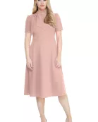 TIE NECK FIT AND FLARE DRESS