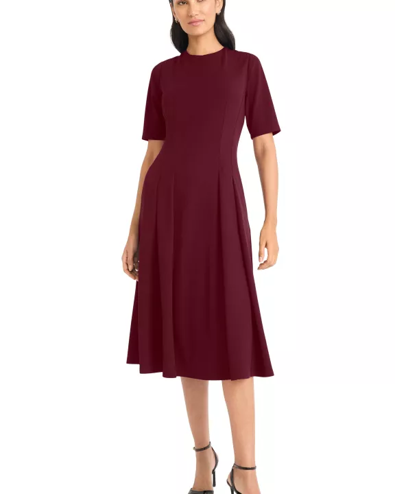 SLEEVELESS DOUBLE PLEAT MIDI DRESS