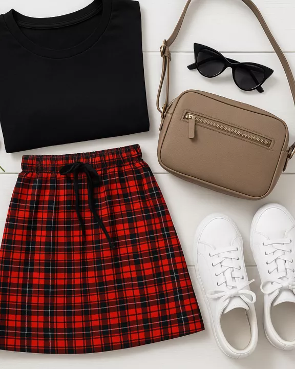PreOrder | The Helena - Red Plaid Jogger Skirt