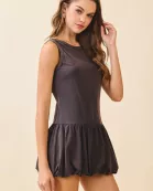 CD06232-Sleeveless Deep V Back With Zip Detail Mini Dress