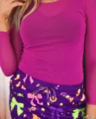 Mallory Mesh Glitter Top, Magenta