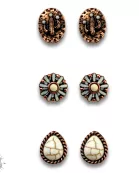 Western concho theme post earring set