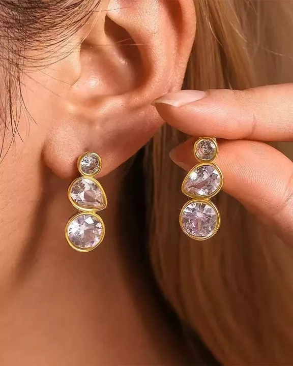 Bezel Diamond Stud Earrings Waterproof