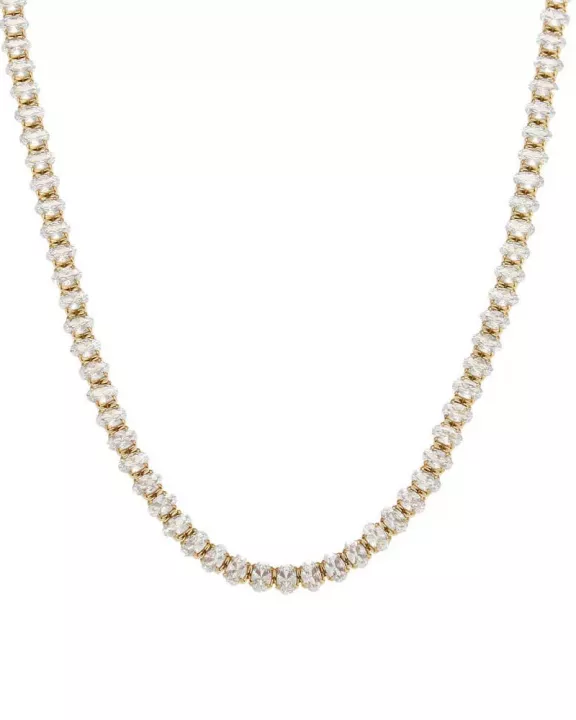 Oval Diamond Tennis Necklace Waterproof