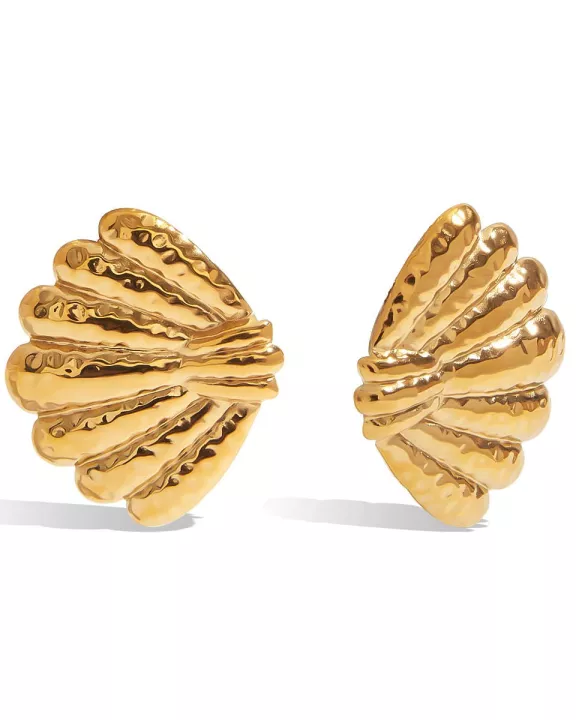 Hammered Fan Earrings Waterproof
