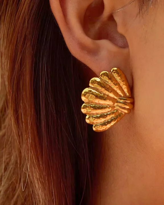 Hammered Fan Earrings Waterproof