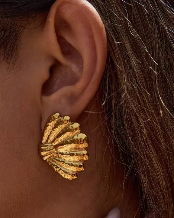 Hammered Fan Earrings Waterproof