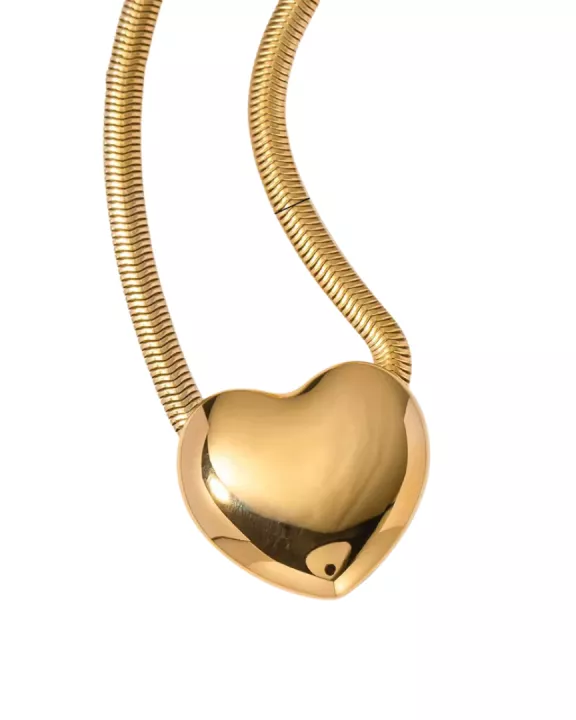 Puffy Heart Snake Herringbone Necklace Waterproof