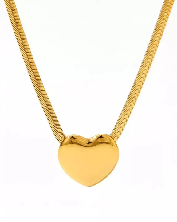 Puffy Heart Snake Herringbone Necklace Waterproof