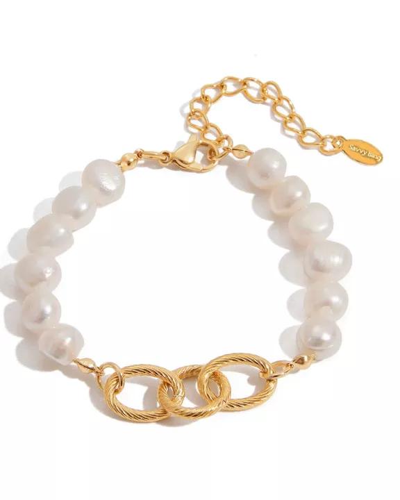 Fresh Water Pearl Trio chain Bracelet Waterproof