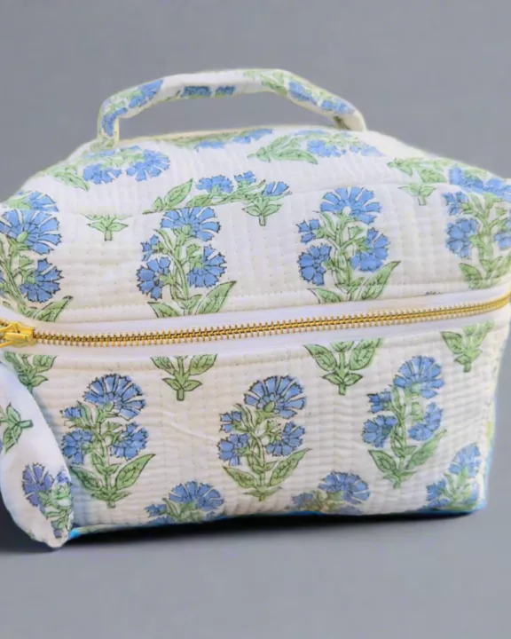 Blue Garden Quilted Train Case (shipping estimate 9/20)