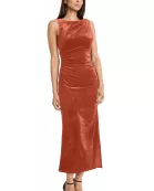 SIDE SLIT VELVET MIDI DRESS