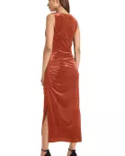 SIDE SLIT VELVET MIDI DRESS
