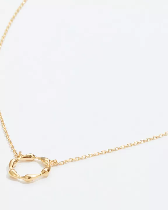 Gold Organic Circle Pendant Necklace