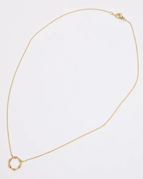 Gold Organic Circle Pendant Necklace