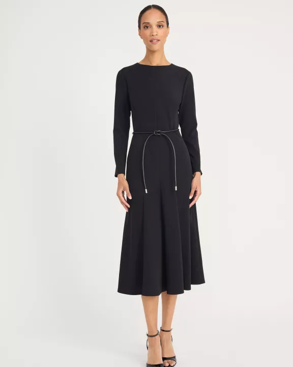 LONG SLEEVE MIDI WITH TIE BELT