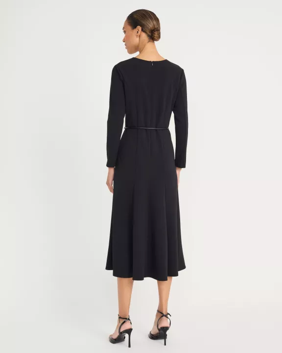 LONG SLEEVE MIDI WITH TIE BELT