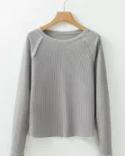 Daisy Textured Round Neck Long Sleeve Top