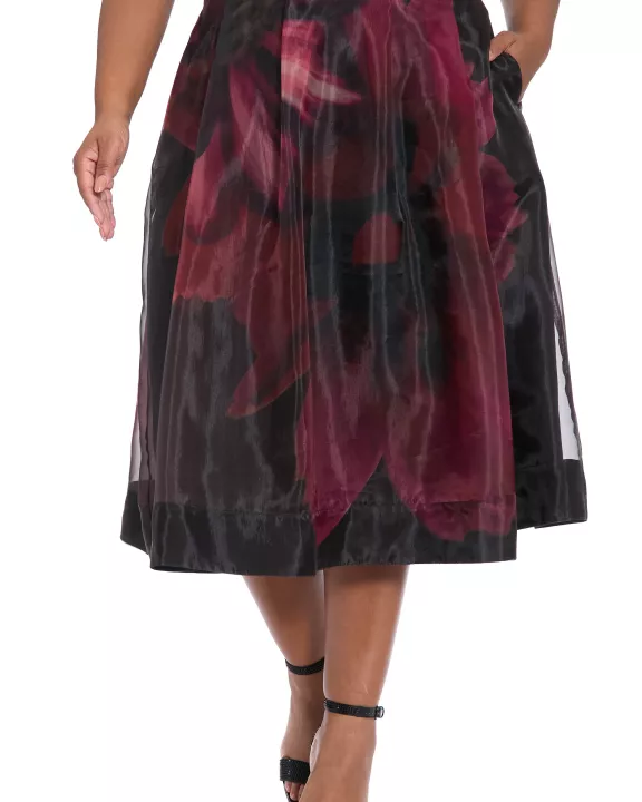 PLEATED ORGANZA MIDI SKIRT