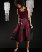 PLEATED ORGANZA MIDI SKIRT
