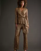 LONG SLEEVE FAUX WRAP ASYMMETRICAL SEQUIN TOP