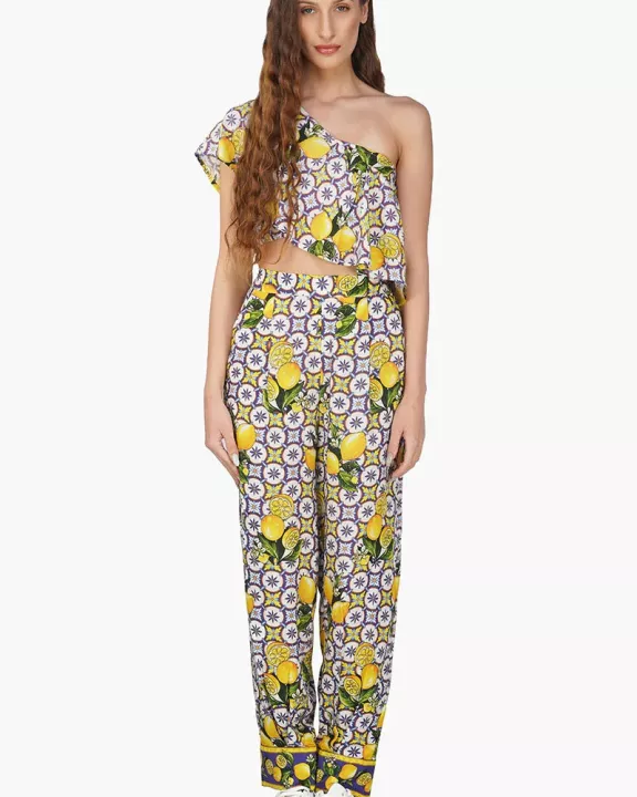 Set of 6 Citrus Lemon Print Top (S,M,L)