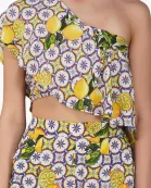Set of 6 Citrus Lemon Print Top (S,M,L)