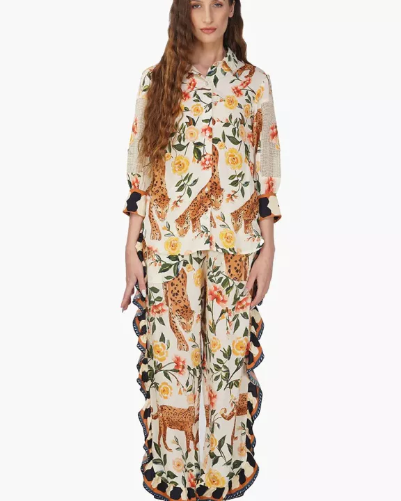 Set of 6 Jungle Cheetah Printed Frill Pant (S,M,L)