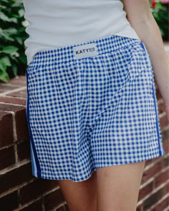Royal Blue Plaid Wholesale Boxer Shorts for Ladies