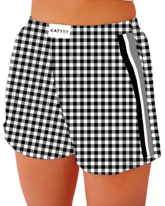 Black Plaid Wholesale Boxer Shorts Women