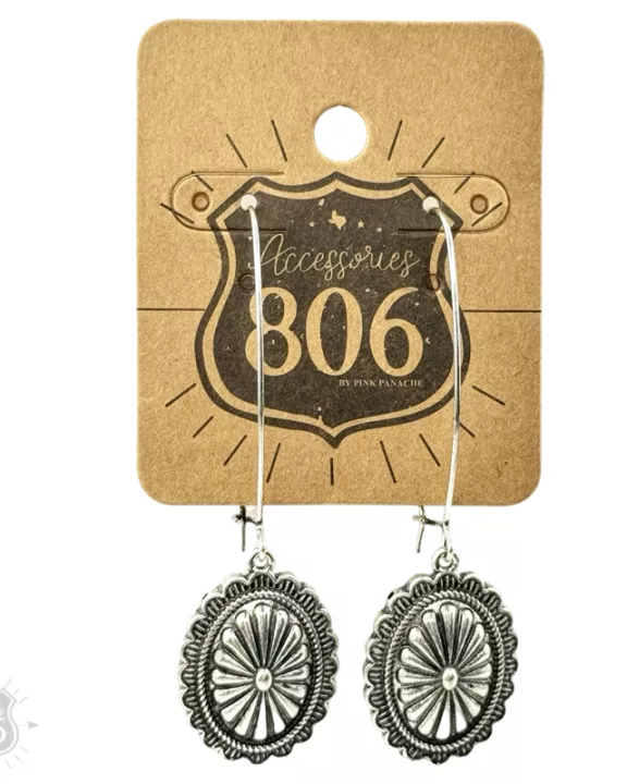 Western silver concho earring