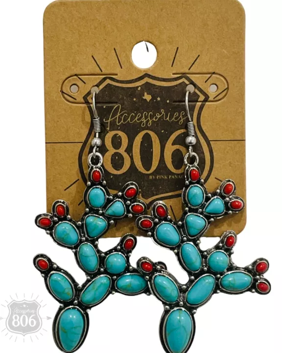 Stone prickly pear cactus earring