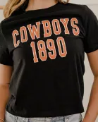 OSU Cowboys College Block Puff Ink Black Ellie Perfect Tee