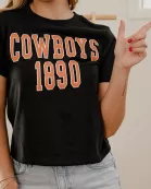 OSU Cowboys College Block Puff Ink Black Ellie Perfect Tee
