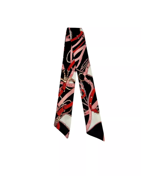 Twilly Scarf (BLACK/PINK CHAIN)