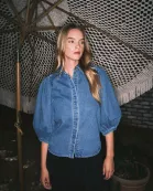AJT5411 PUFF SLEEVE DENIM BLOUSE