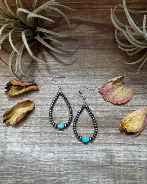 Sleeping Beauty Turquoise Teardrop Earrings – Sterling Silver