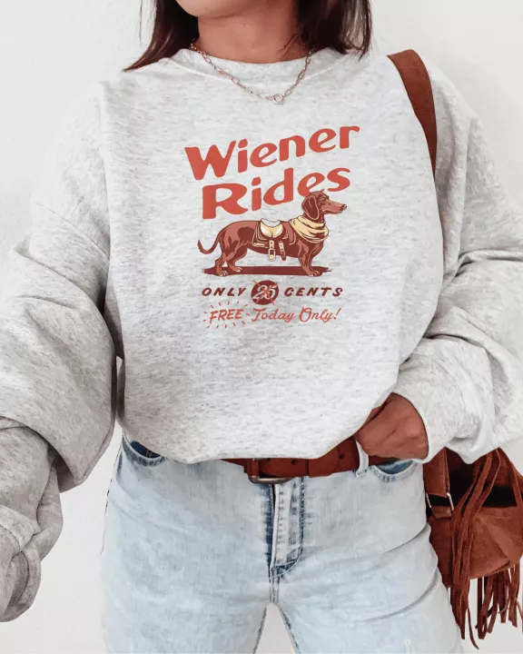 Weiner Rides Ash Graphic Sweatshirt